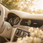 Catholic car interior decoration featuring Virgin Mary air vent clip as a meaningful Christian gift for drivers