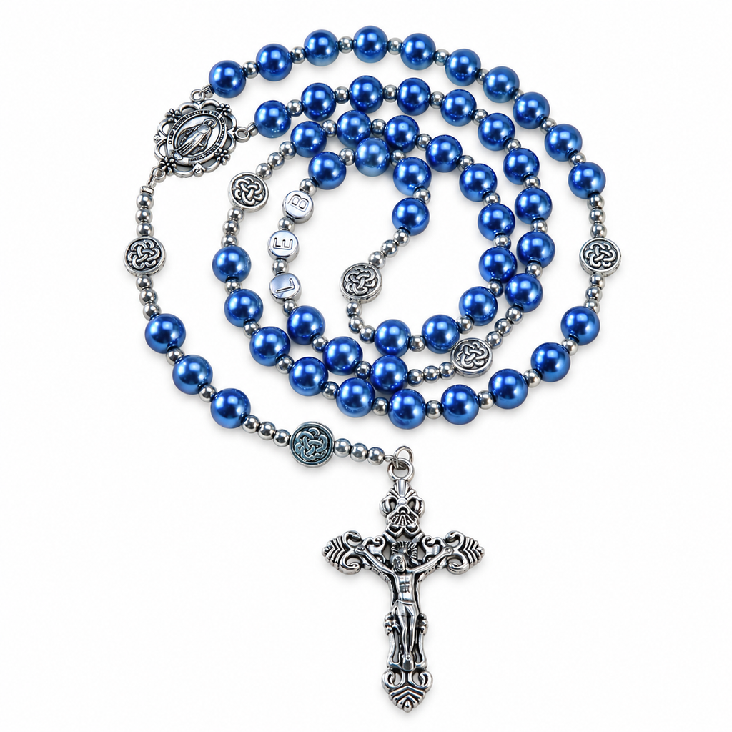 Blue Pearl Catholic Rosary