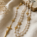 Freshwater pearl rosary gold crucifix Catholic prayer rosary handcrafted keepsake