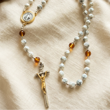 Catholic Rosary Necklace - Christian Prayer Beads Gift for Baptism, First Communion & Confirmation