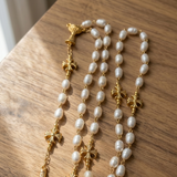 Freshwater Pearl Rosary with Gold Crucifix | Catholic Prayer Rosary | 7 Daily Grace