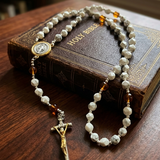 Catholic Rosary Necklace - Christian Prayer Beads Gift for Baptism, First Communion & Confirmation