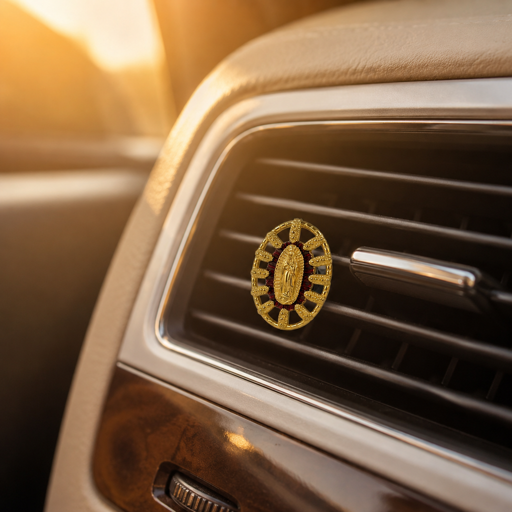 Red Virgin Mary Car Vent Clip