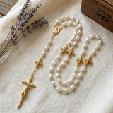 Freshwater Pearl Rosary with Gold Crucifix | Catholic Prayer Rosary | 7 Daily Grace