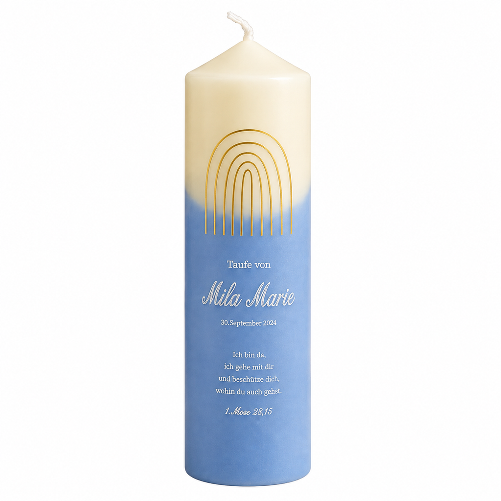 Golden Rainbow Personalized Baptism Candle