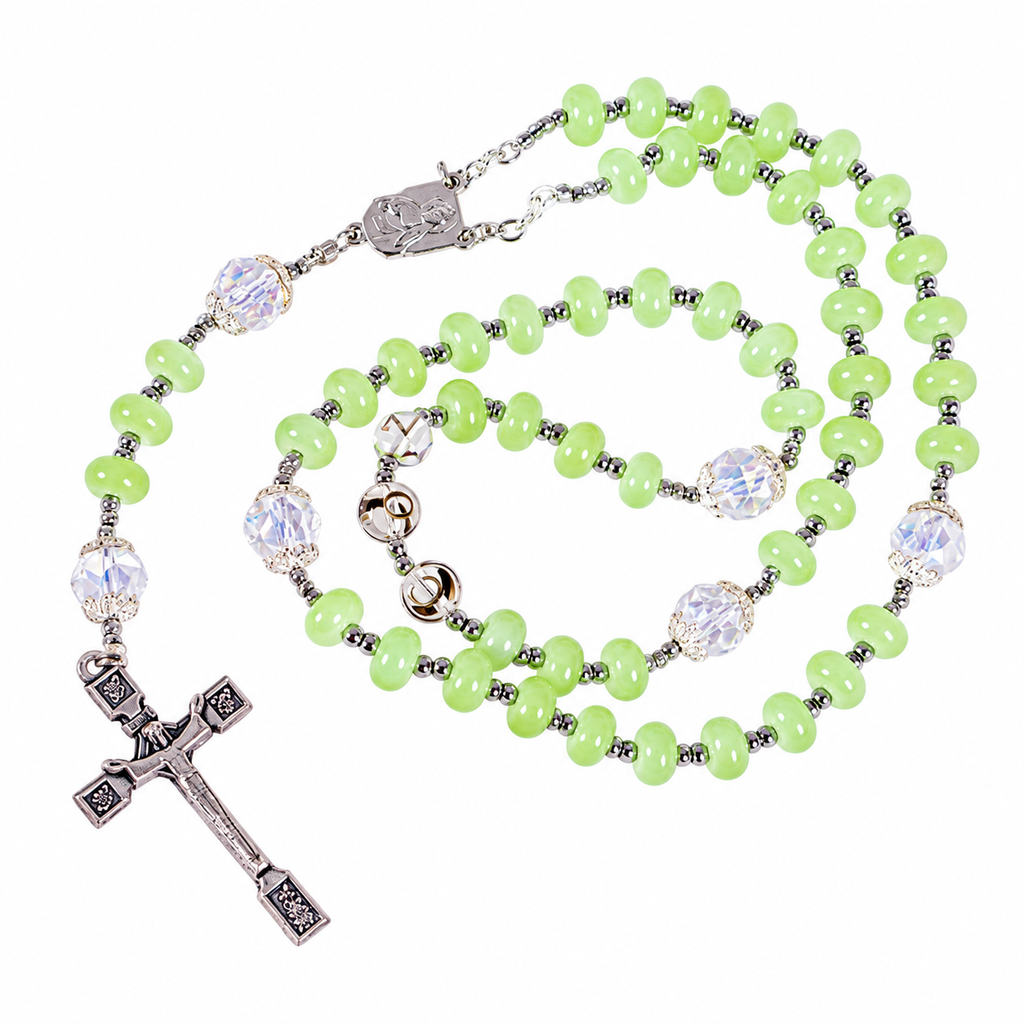 Green Crystal Catholic Rosary