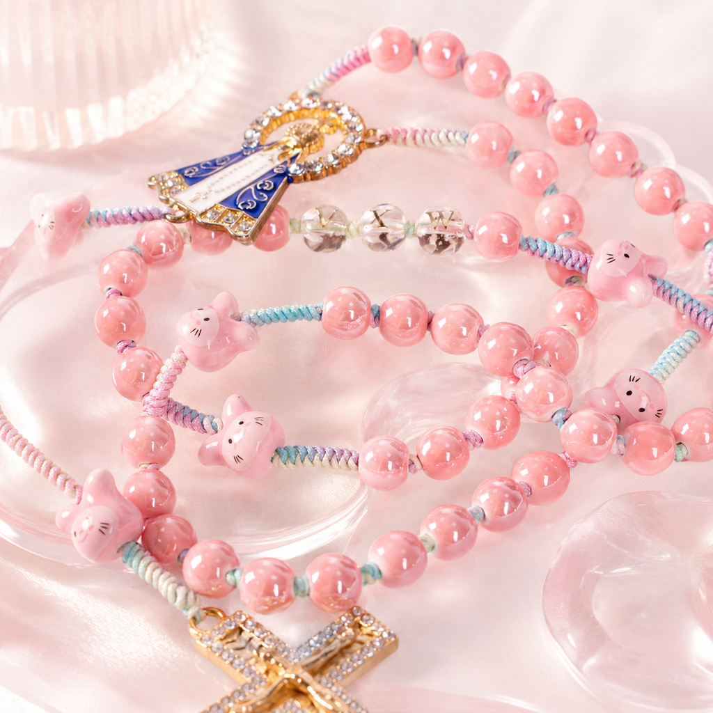 Pink Bunny Catholic Rosary