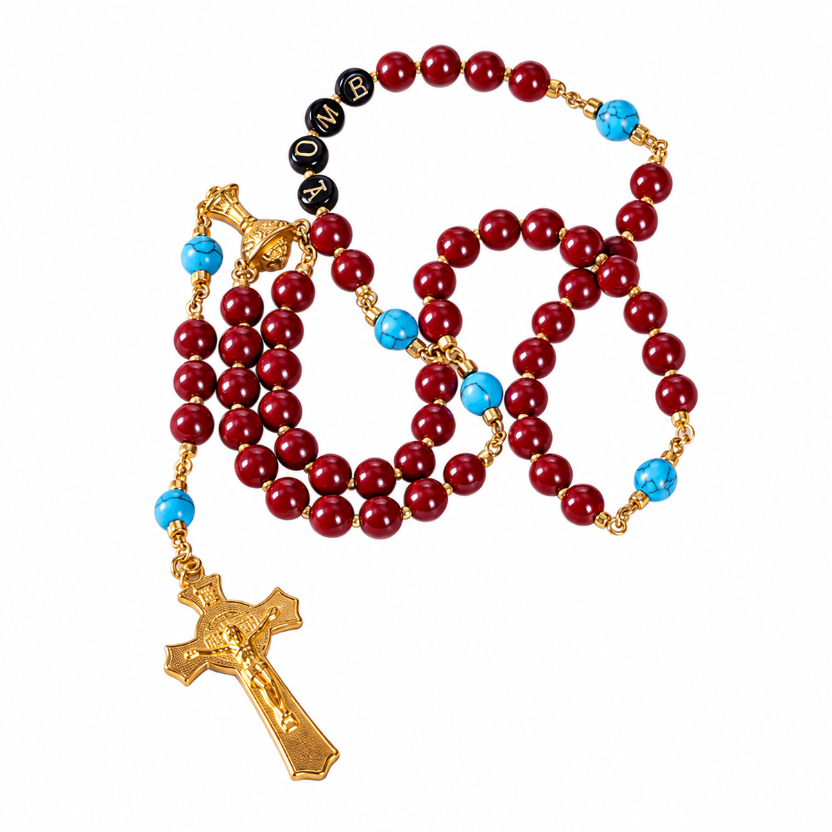 Rosario católico rojo