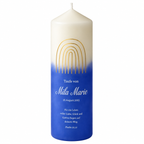 Vela de bautizo personalizada Arcoíris azul