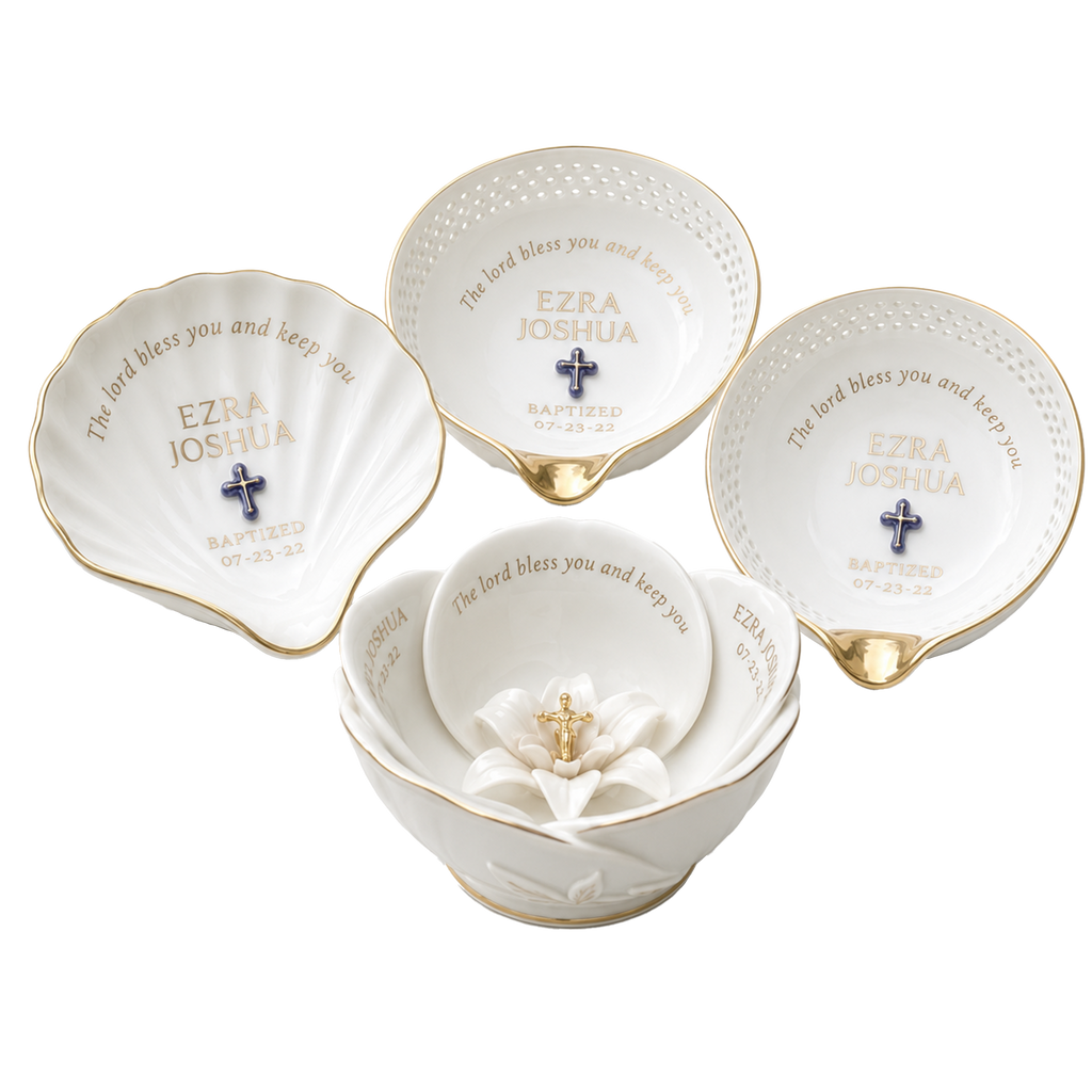 Personalized porcelain holy water bowl, alternate product view 7