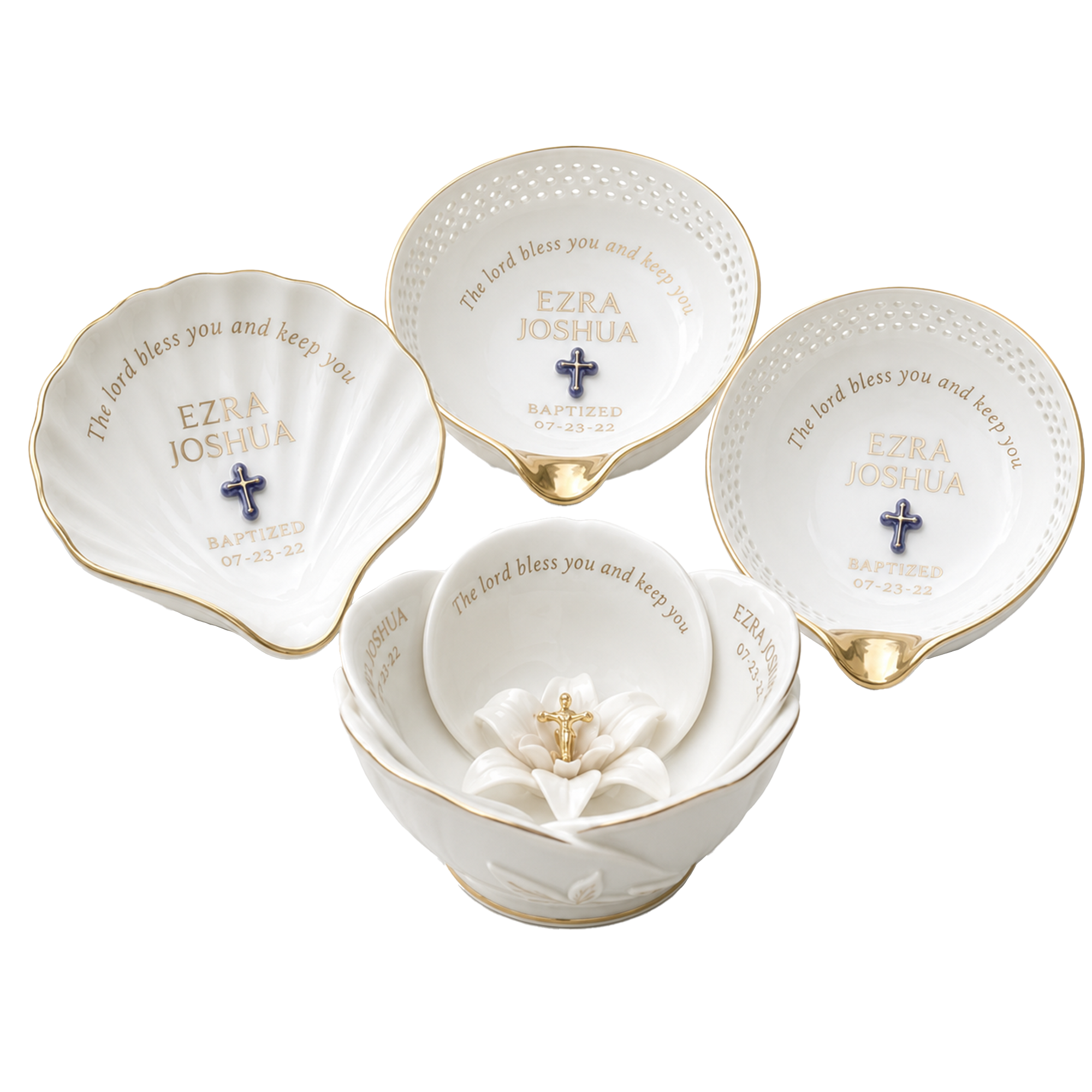 Personalized porcelain holy water bowl, alternate product view 7