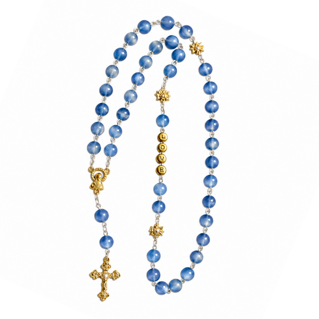 Blauer katholischer Rosenkranz