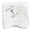 Personalized baptism blanket with a child's name and baptism date
