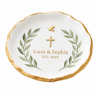 Wedding Ring Dish – Scalloped Gold Rim Jewelry Tray