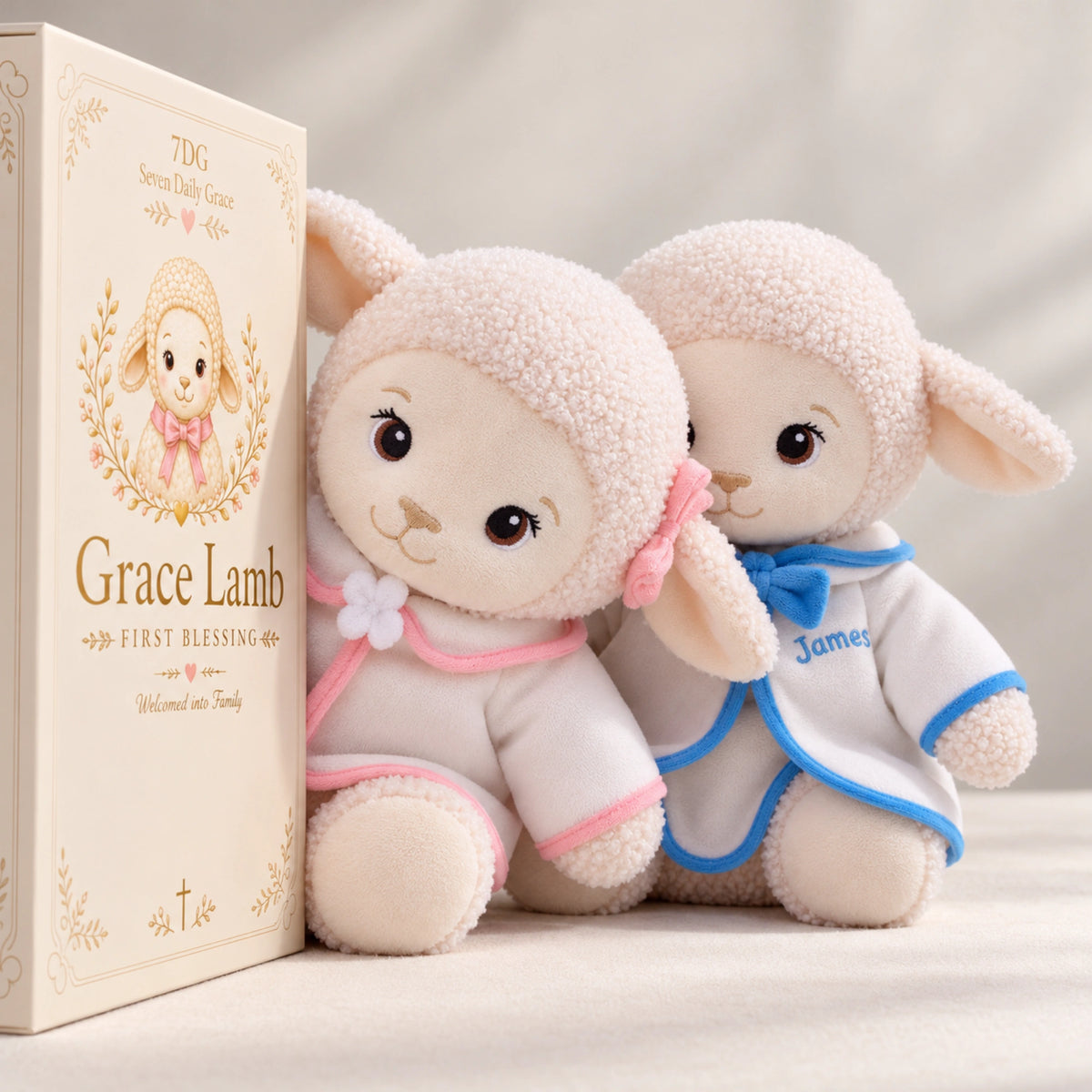 Premium Personalized Baptism Lamb Gift Set