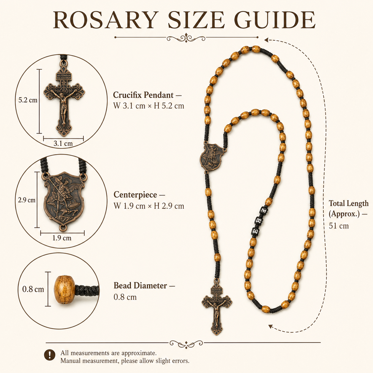 Men's Wooden Catholic Rosary