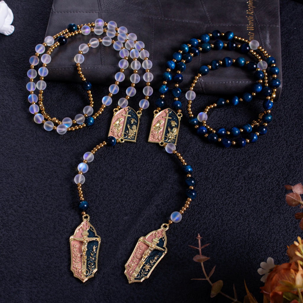 Couple Catholic rosary set designed as a meaningful wedding prayer piece, marriage keepsake, and faith gift for newlyweds.