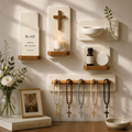 Catholic prayer corner wall display ceramic oak home faith meditation sacred space