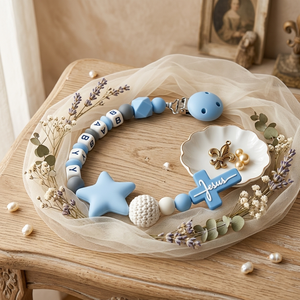 Personalized silicone rosary beads baby custom name baptism gift food grade safe