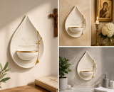 Modern teardrop-shaped Holy Water Font for meditation and mindful home rituals
