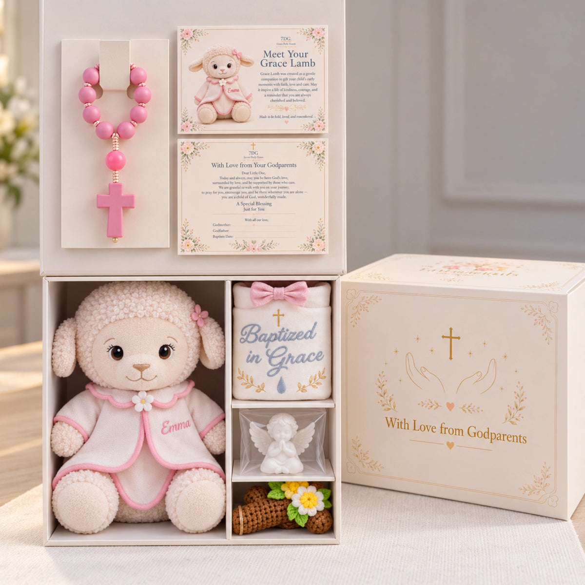 Premium Personalized Baptism Lamb Gift Set