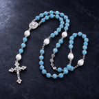 Rosario católico azul