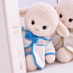 Personalized baptism lamb designed as a meaningful Christening gift, godchild keepsake, and baby faith milestone gift.