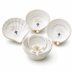 Personalized Porcelain Holy Water Bowl with Gold Rim – Baptism Font for Modern Spiritual Home Decor