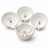 Personalized Porcelain Holy Water Bowl with Gold Rim – Baptism Font for Modern Spiritual Home Decor