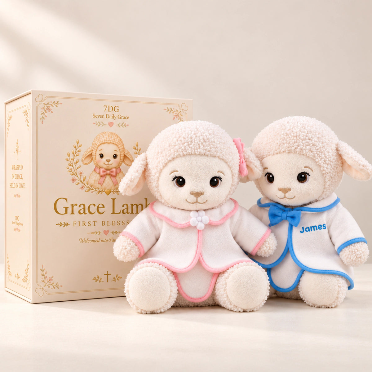 Premium Personalized Baptism Lamb Gift Set