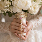 Rosary Wrapped Around Bridal Bouquet