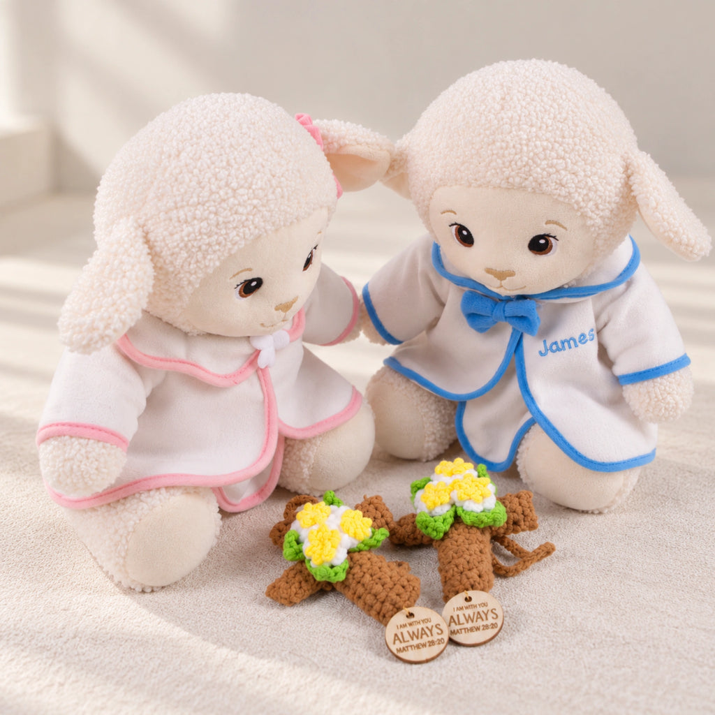 Premium Personalized Baptism Lamb Gift Set
