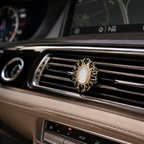 Religious car air vent clip with Virgin Mary decor, Catholic car charm, and elegant gold crystal design for daily faith reminder