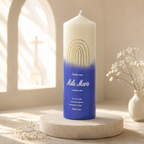 Personalized baptism candle for baby christening, custom Christian candle with name and date keepsake design