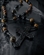 Tiger Eye Rosary Beads Catholic Prayer Beads for Men, Handmade Black Crucifix Rosary, Christian Gift for Him Baptism Confirmation Gift