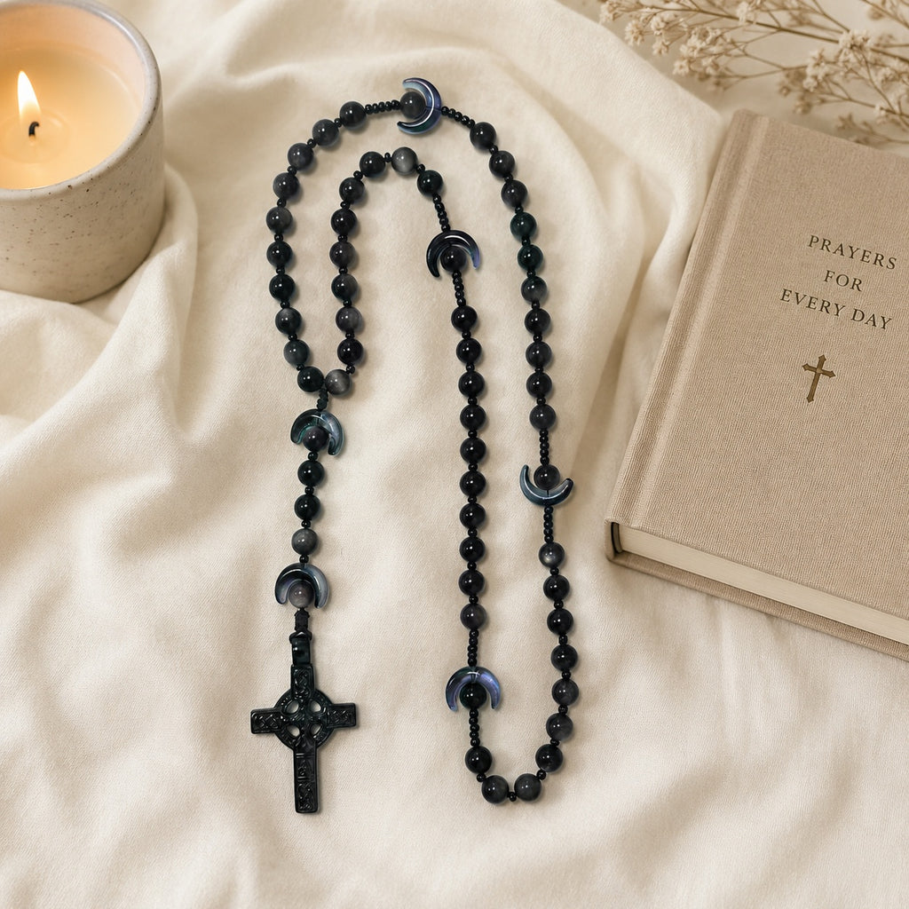 Men’s Black Catholic Wedding Rosary, Groom Rosary, Catholic Groom Gift, Black Prayer Beads, Wedding Keepsake