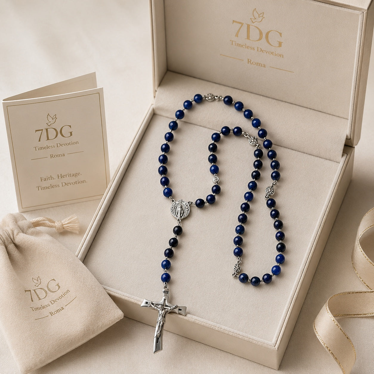 Something Blue Catholic Wedding Rosary, Blue Bridal Rosary, Groom Prayer Beads, Silver Crucifix, Marriage Keepsake