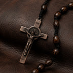 Men's Olive Wood Catholic Rosary, Handmade Prayer Beads with Crucifix, Traditional Christian Gift for Men