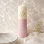 Personalized baptism candle with baby's name and date, elegant Christian christening keepsake candle
