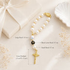 Catholic Car Rosary, Steering Wheel Rosary, Pearl Car Prayer Beads, Gold Crucifix Car Charm, Driver Gift