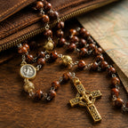 Natural Stone Catholic Rosary for Men, Handmade Prayer Beads with Celtic Cross, Traditional Christian Gift for Him
