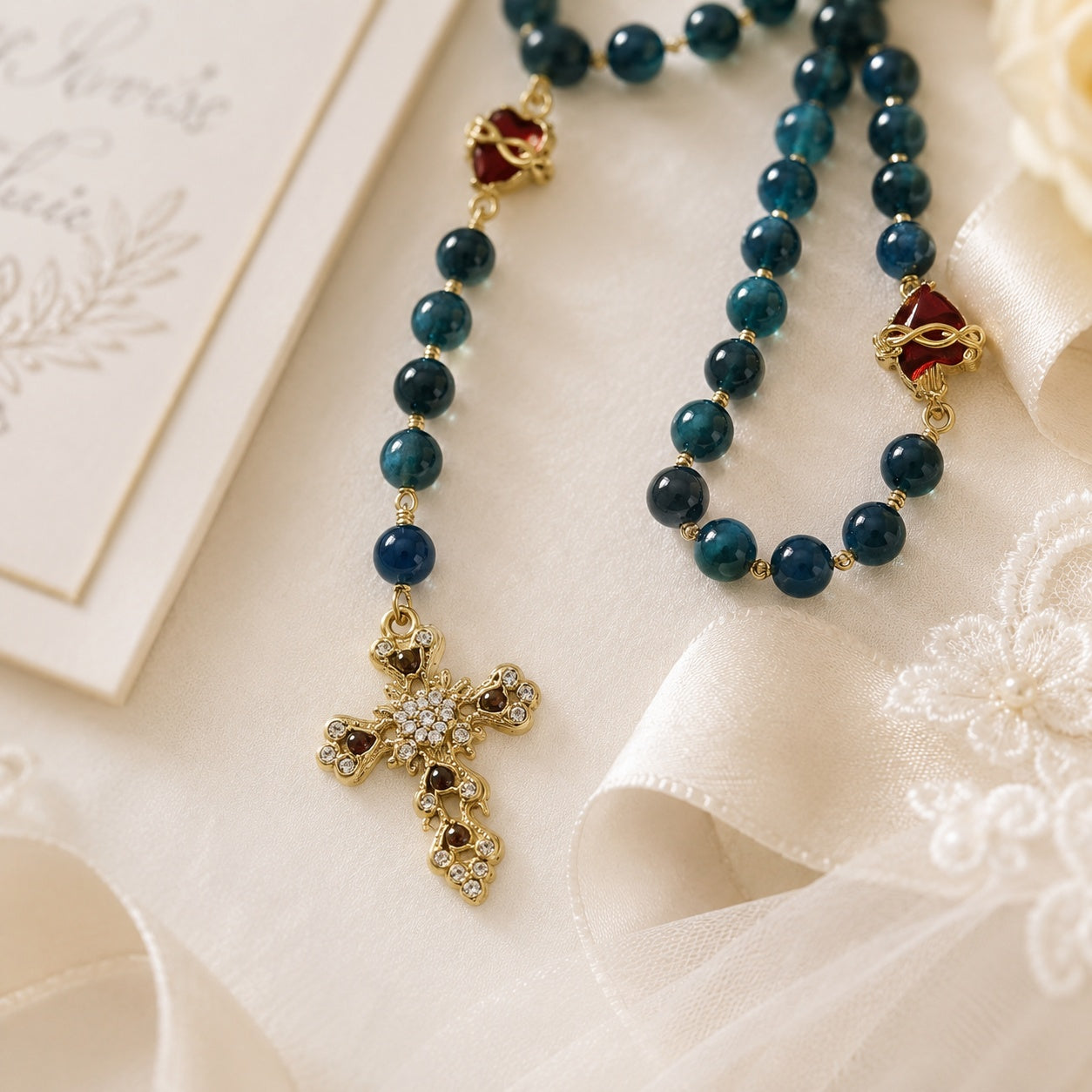 Catholic Wedding Rosary, Bridal Bouquet Rosary, Something Blue Wedding Gift, Personalized Marriage Keepsake, Bridal Prayer Beads