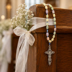Pastel Bridal Bouquet Rosary, Catholic Wedding Rosary, Bride Gift, Wedding Prayer Beads, Silver Crucifix