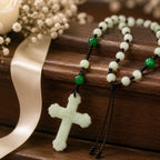 Catholic Wedding Rosary for Groom, Green Jade Style Prayer Beads, Men’s Religious Wedding Gift, Marriage Blessing Keepsake