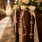 Pink Bridal Rosary, Catholic Wedding Rosary, Bride Gift, Virgin Mary Rosary, Bridal Bouquet Prayer Beads
