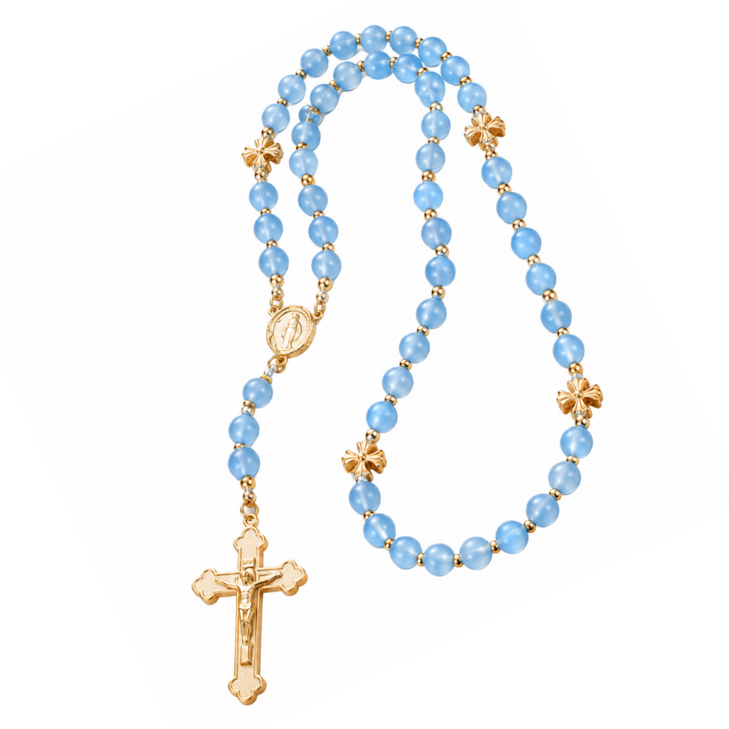 Blue Gemstone Catholic Rosary