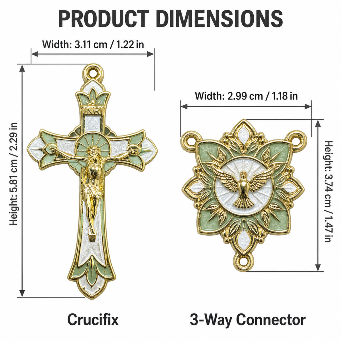 Juego de crucifijo del Espíritu Santo y centro de rosario floral ｜GT-HS-034