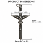 Colgante de crucifijo de espada en tono plateado antiguo | AS-SC-036