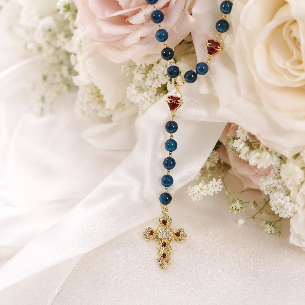 Catholic Wedding Rosary, Bridal Bouquet Rosary, Something Blue Wedding Gift, Personalized Marriage Keepsake, Bridal Prayer Beads
