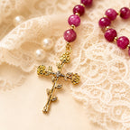 Natural Stone Catholic Rosary for Women, Handmade Gemstone Rosary Beads, Elegant Prayer Beads, Feminine Christian Faith Gift